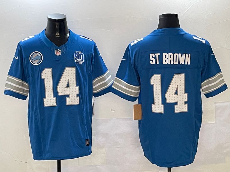 Men Detroit Lions #14 St Brown Blue three generations 2024 Nike Limited NFL Jersey style 01024->detroit lions->NFL Jersey